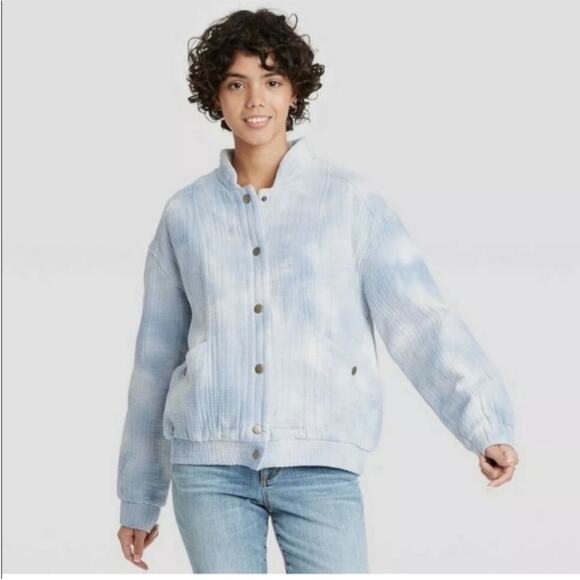 Universal Thread 100% Gauzy Cotton Cloud Tie Dye Bomber Jacket Size S - Picture 1 of 10